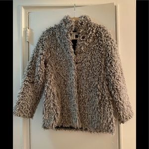 H&M L.O.G.G sherpa faux fur teddy jacket taupe 4
